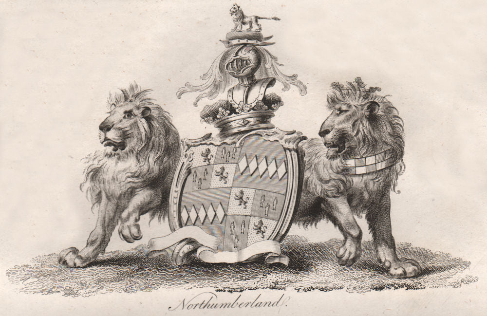 NORTHUMBERLAND. Coat of Arms. Heraldry 1790 old antique vintage print picture